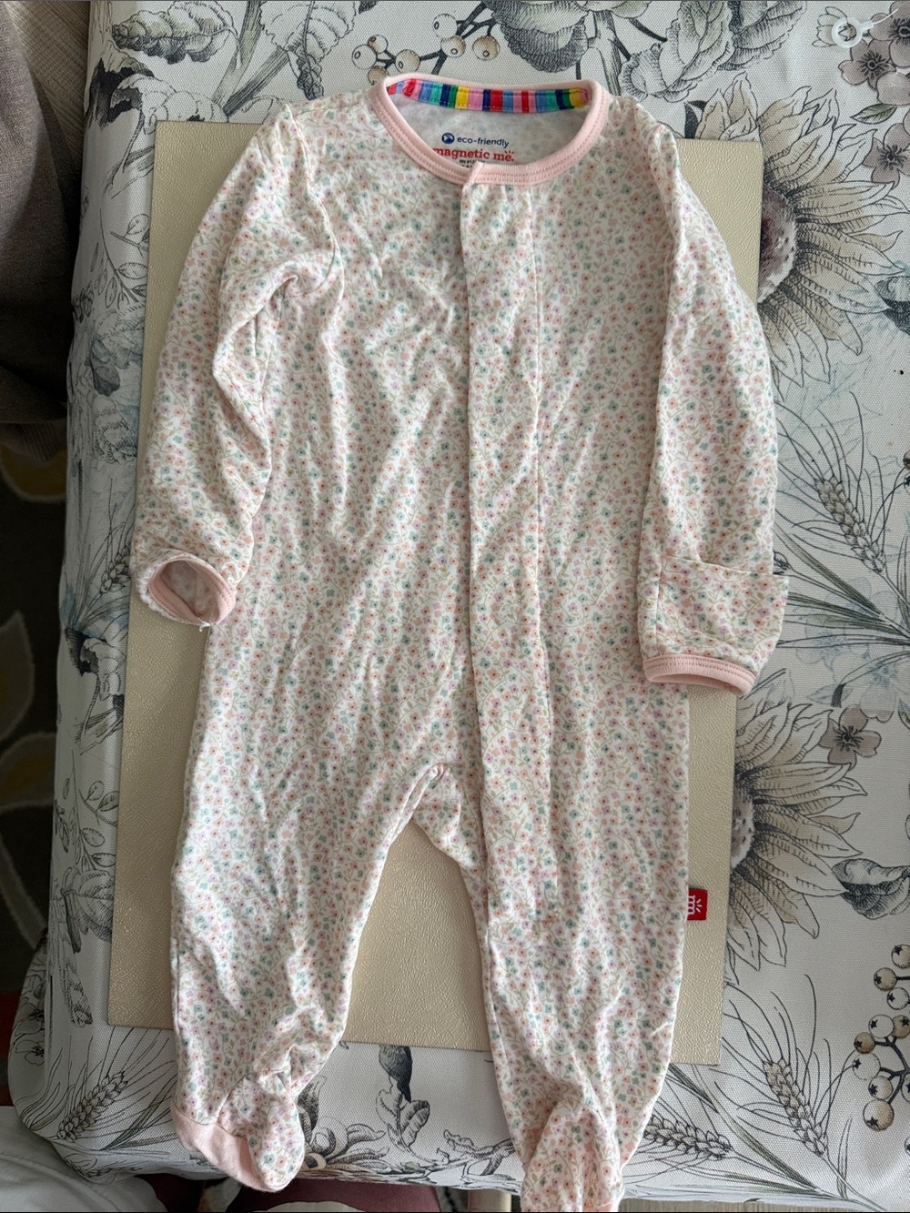 Magnetic Me Pink Floral Footed One-Piece for Kids